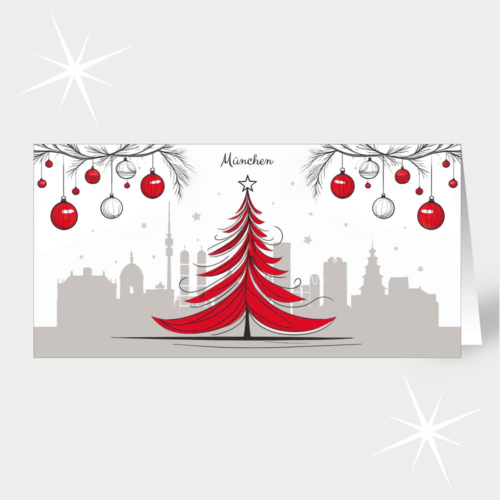 München mit Weihnachtsbaum in Rot