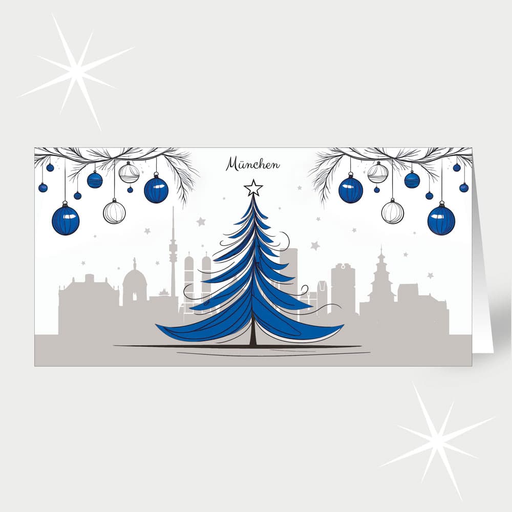 München mit Weihnachtsbaum in Blau