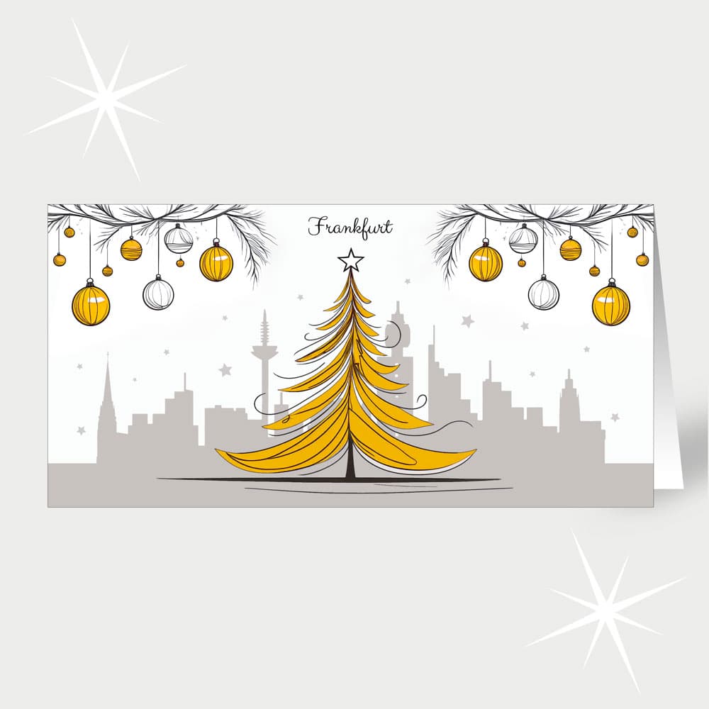Frankfurt mit Weihnachtsbaum in Orange