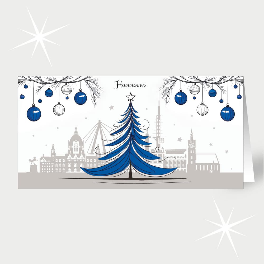 Hannover mit Weihnachtsbaum in Blau